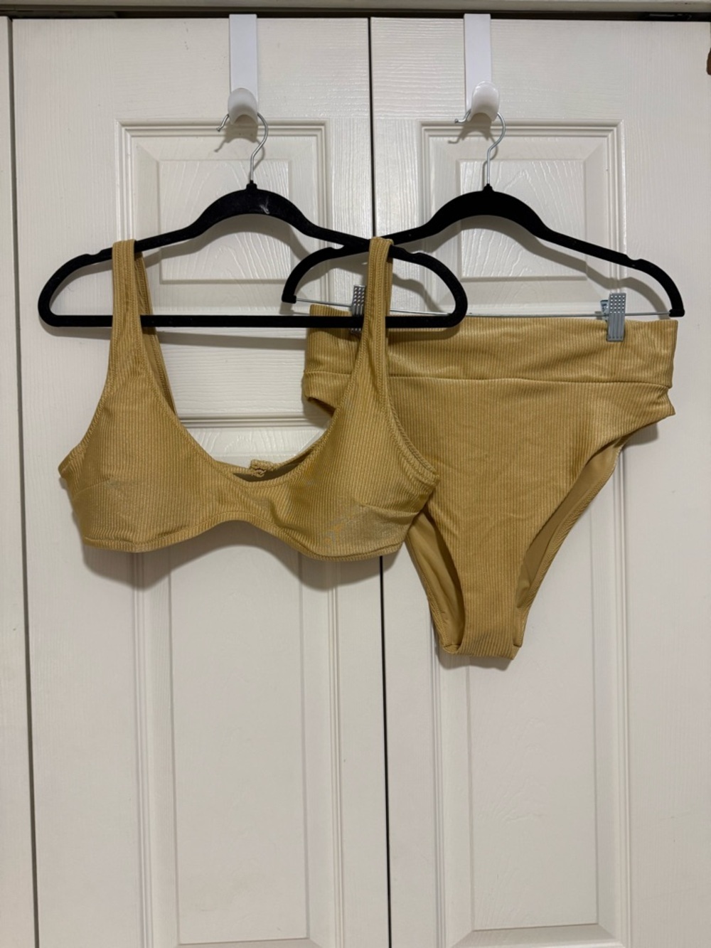 NWOT Aerie Ribbed Two-Piece Bikini Set in Mustard - scoop neck & high cut